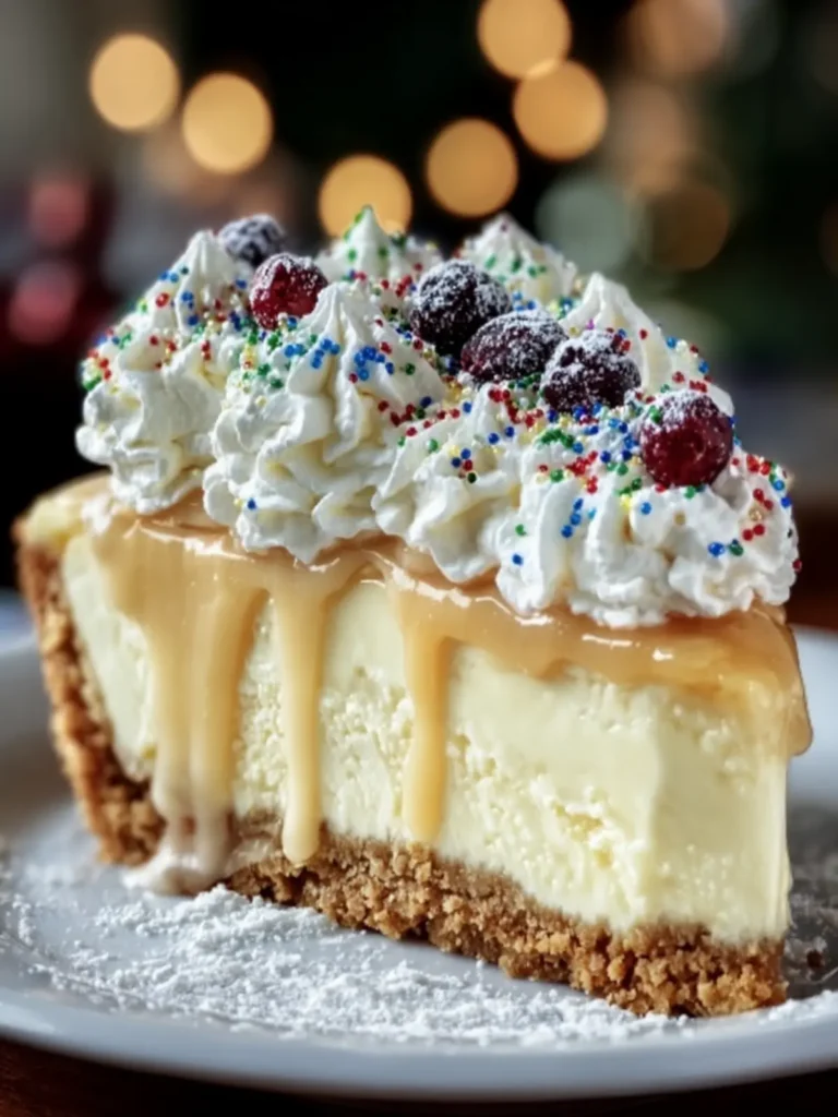 Festive Holiday Cheesecake Slice First Image