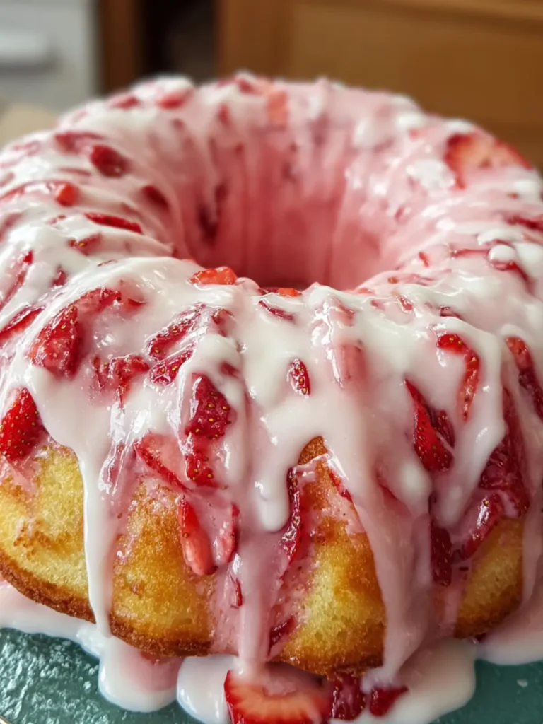 Pink Glazed Strawberry Bundt Cake First Image