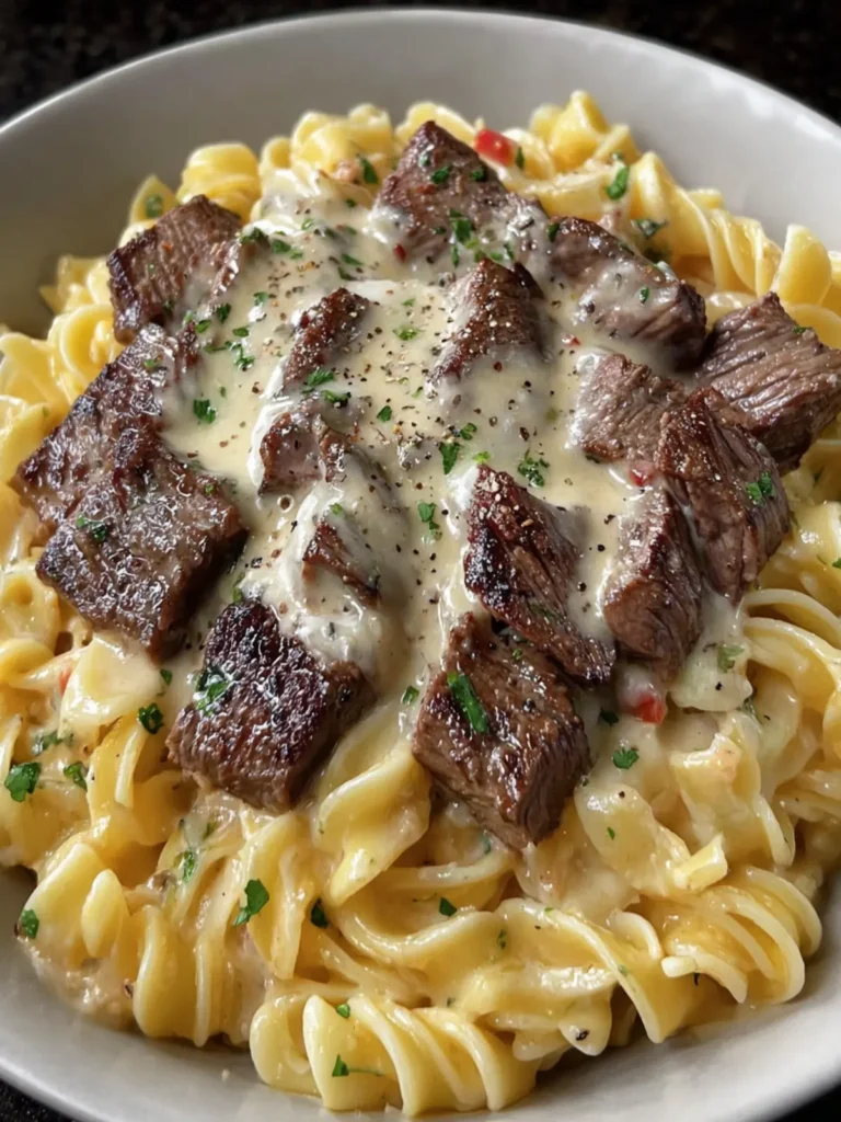 Creamy Steak Alfredo Pasta Dish First Image