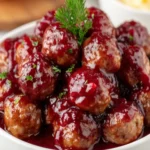 Swedish Cranberry Glazed Meatballs First Image