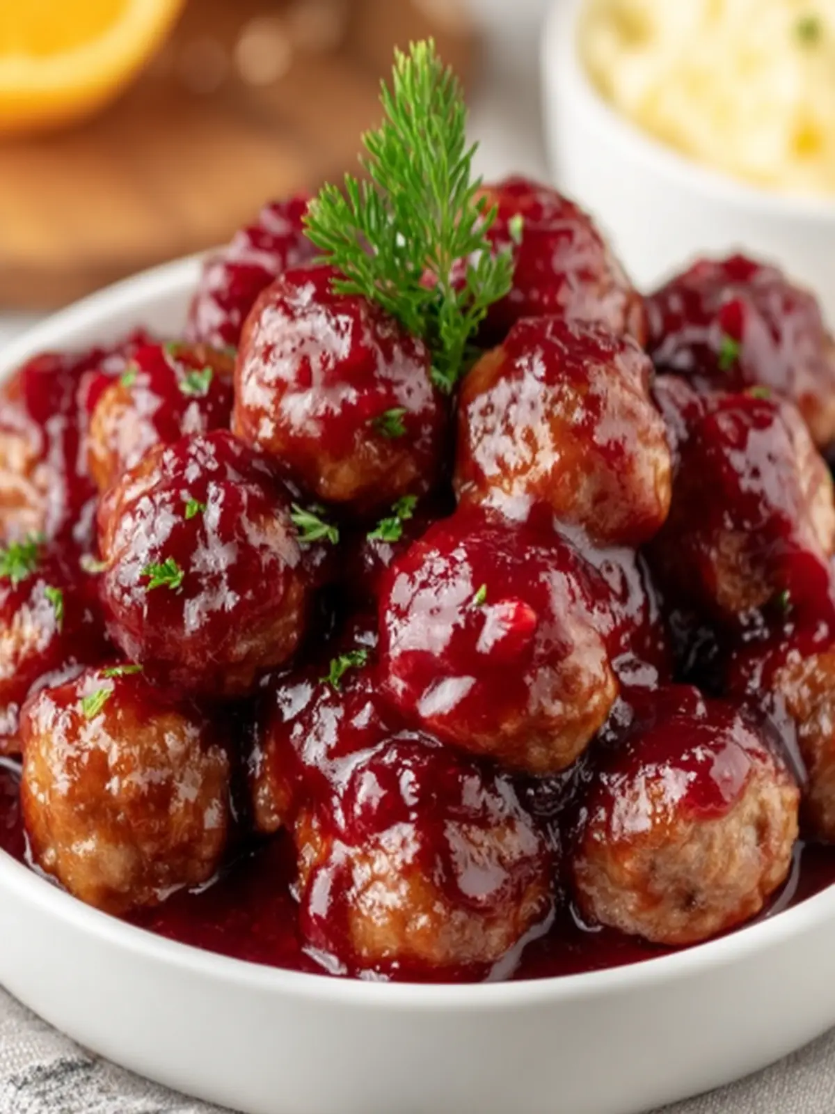 Swedish Cranberry Glazed Meatballs First Image