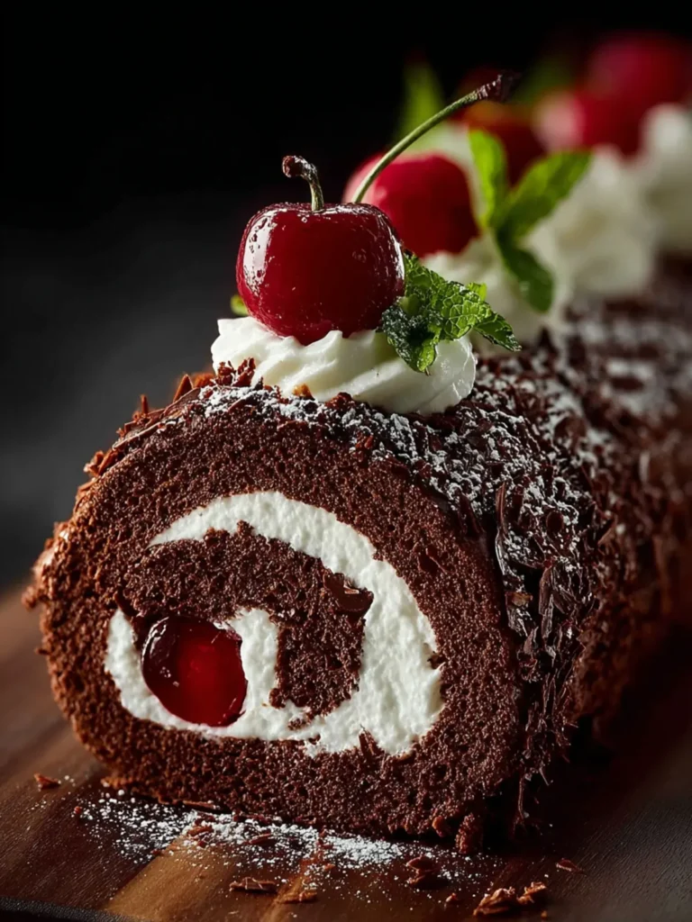 Elegant Black Forest Cake Roll First Image