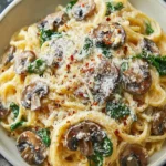 One-Pot Garlic Parmesan Pasta with Spinach and Mushrooms: Creamy Comfort Made Simple First Image