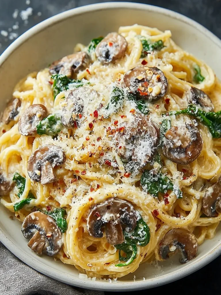 One-Pot Garlic Parmesan Pasta with Spinach and Mushrooms: Creamy Comfort Made Simple First Image