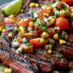 Grilled Flank Steak with Spicy Corn and Tomato Salsa (Summer Favorite) First Image
