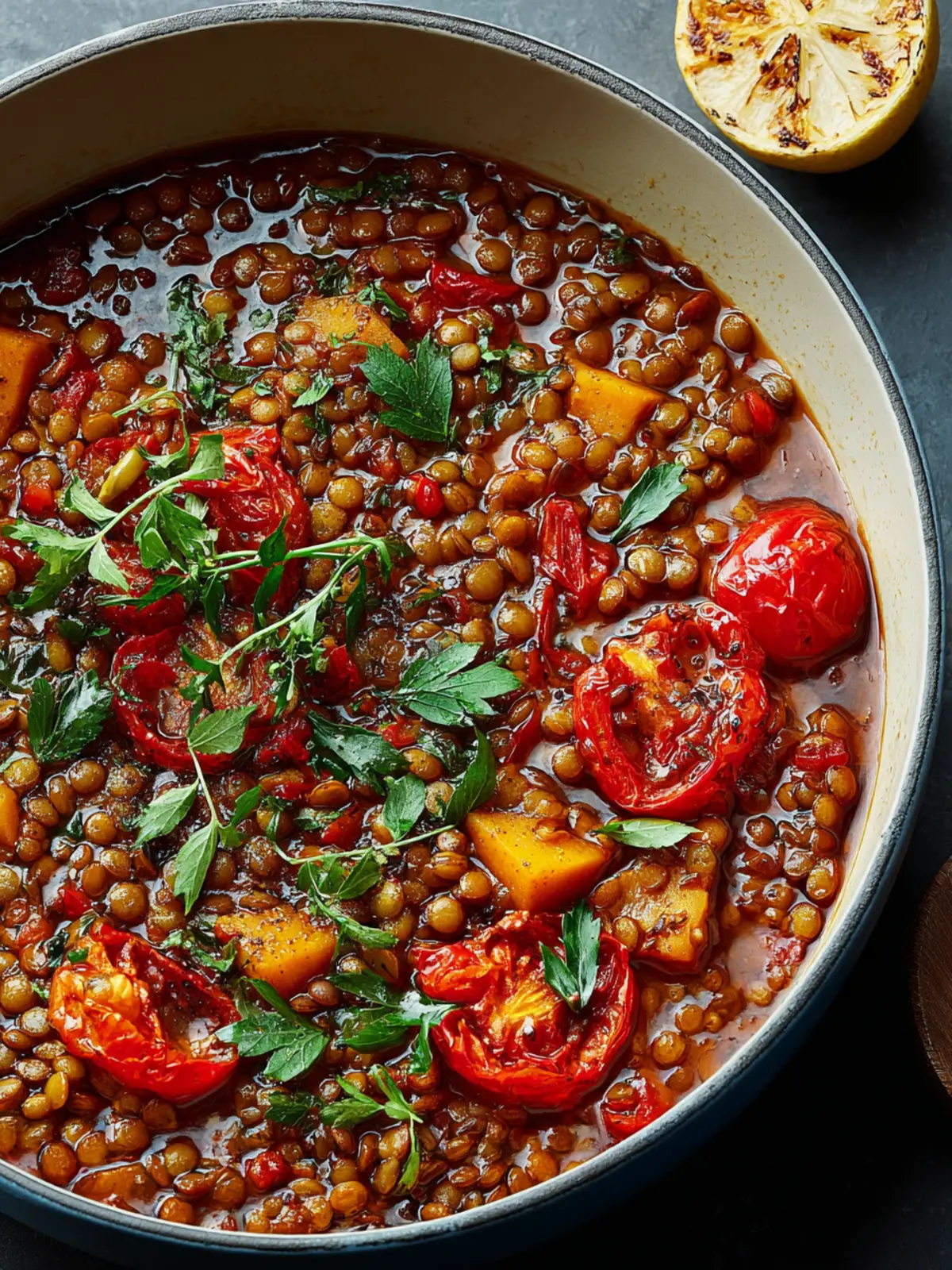 Sweet and Spicy Harissa Lentil Stew: Your Cozy Comfort Bowl