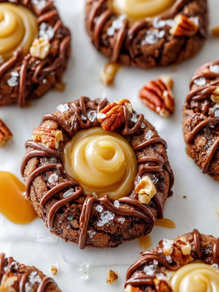 Chocolate Caramel Thumbprint Cookies First Image