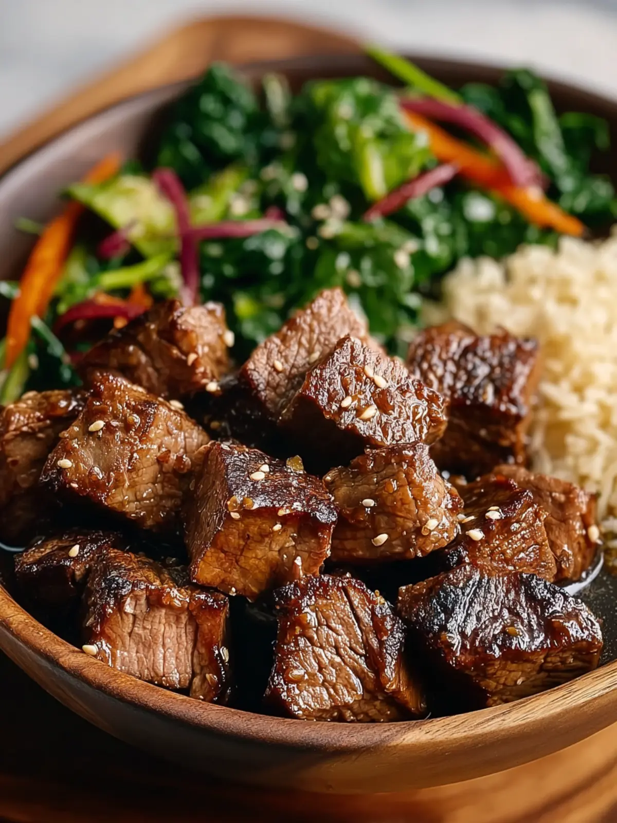 Irresistible Steak Bites with Miso Ginger Dressing Recipe First Image