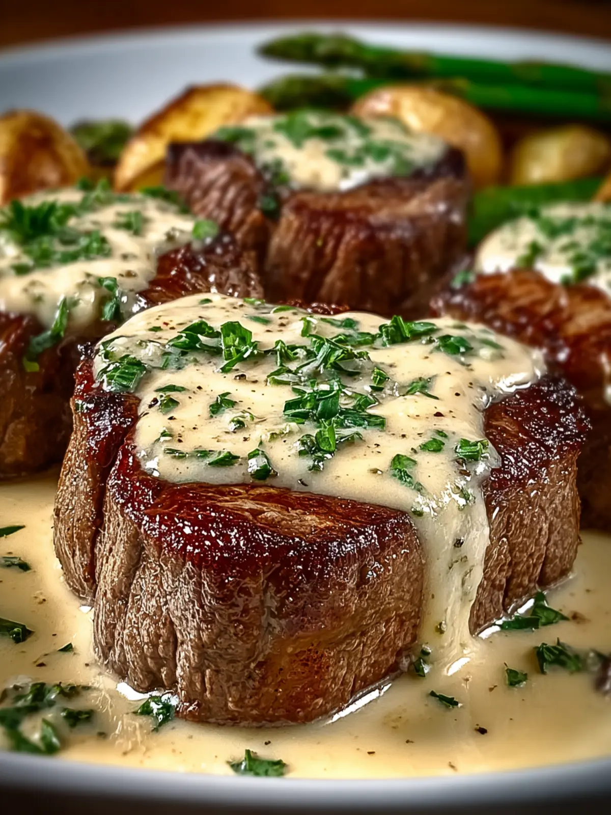 Steak with Creamy Garlic Sauce First Image