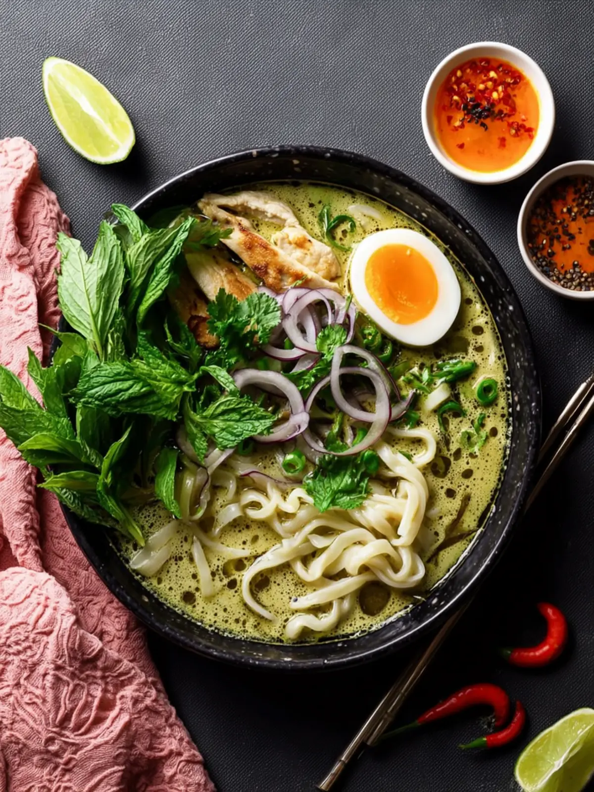 Green Curry Noodle Soup with Chicken First Image