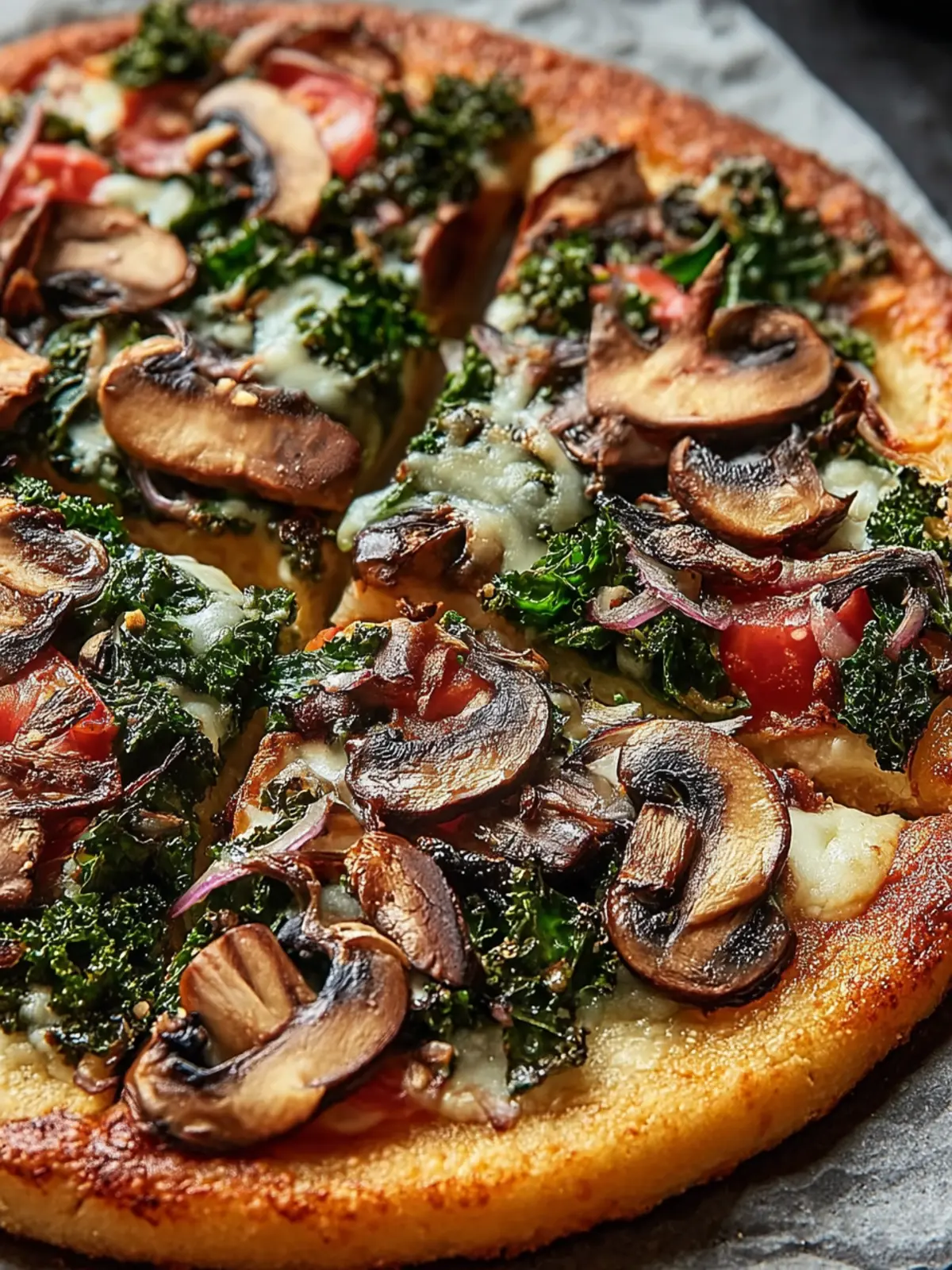 Irresistible Vegan Kale and Mushroom Pizza Recipe First Image