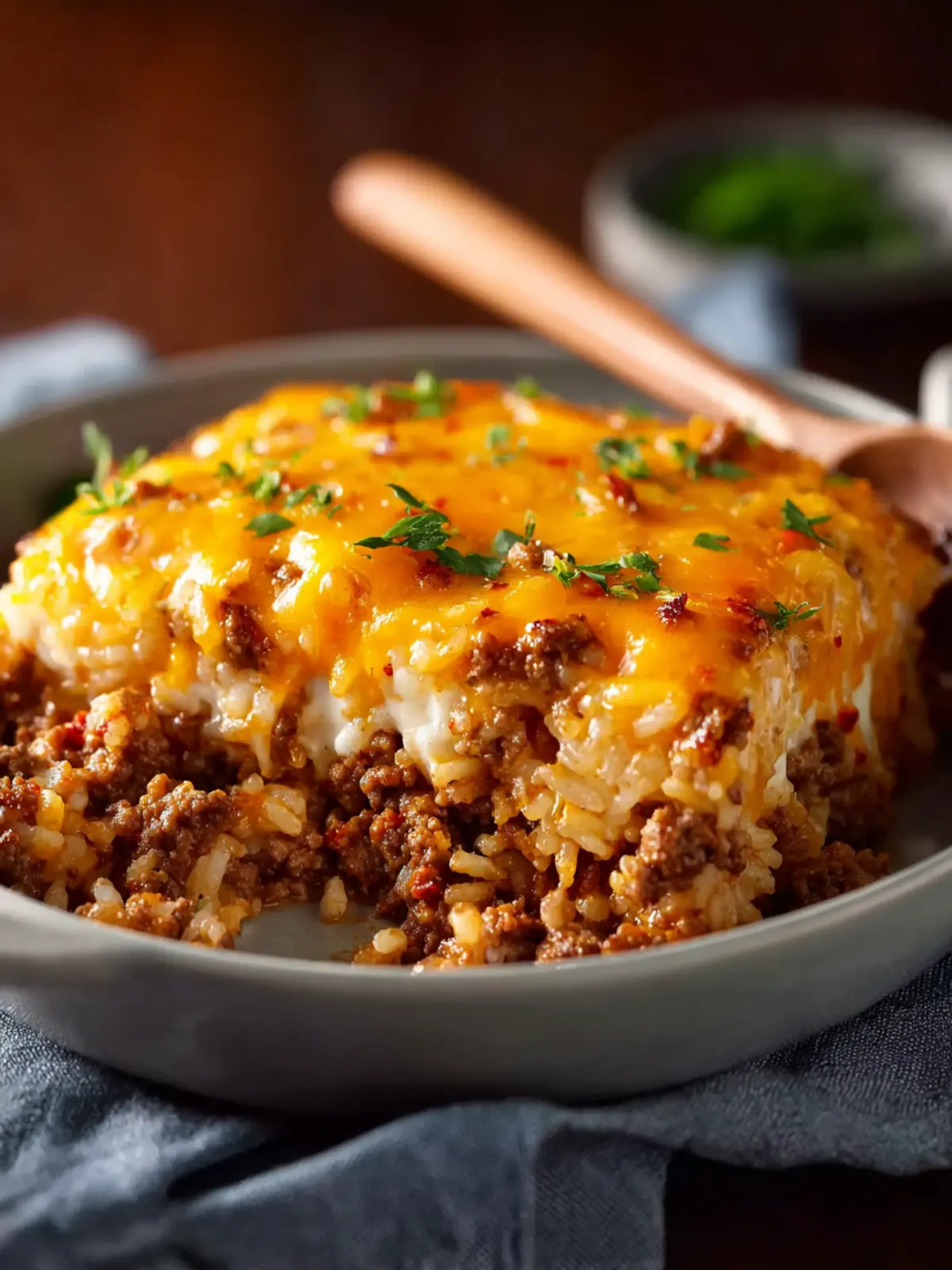 Cheesy Ground Beef and Rice Casserole First Image