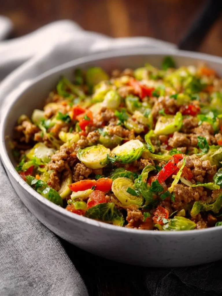 Brussels Sprouts Ground Turkey Skillet Recipe First Image