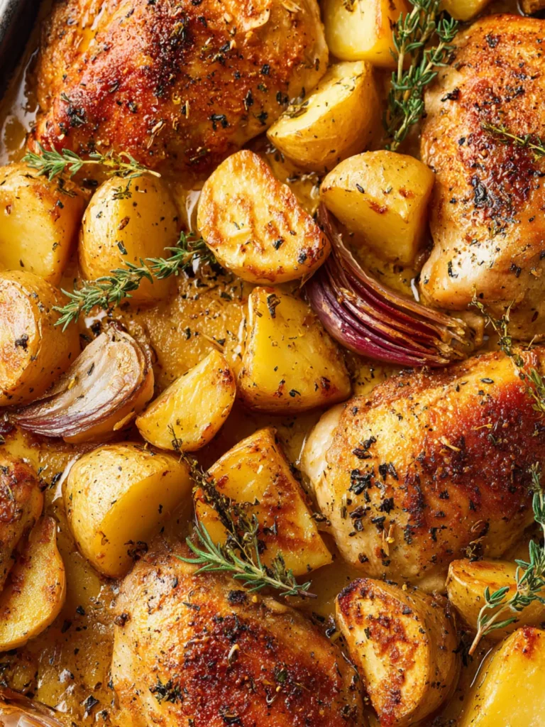 Sheet Pan Baked Chicken and Potatoes Recipe First Image