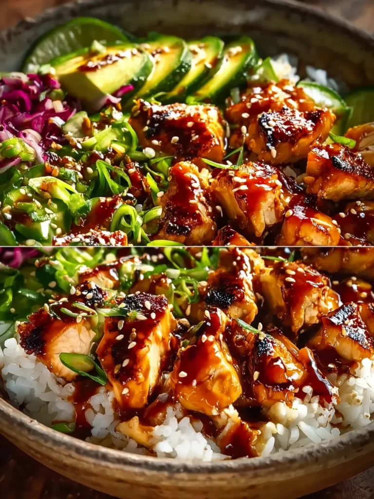 Spicy Honey-Ginger Chicken Bowls with Yum Yum Sauce First Image