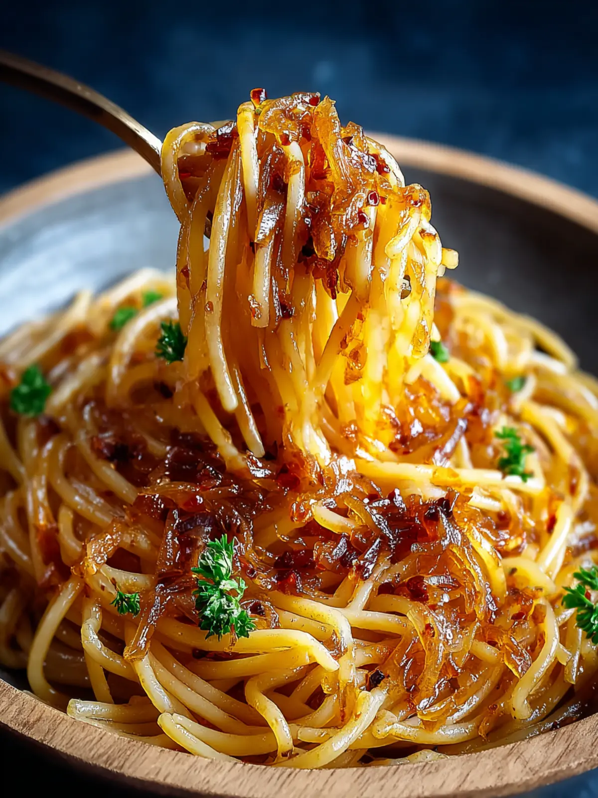 caramelized onion pasta chili oil First Image