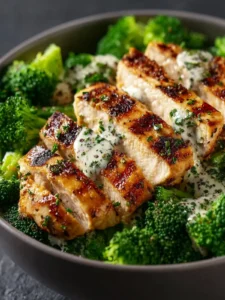 grilled chicken broccoli bowls garlic sauce First Image