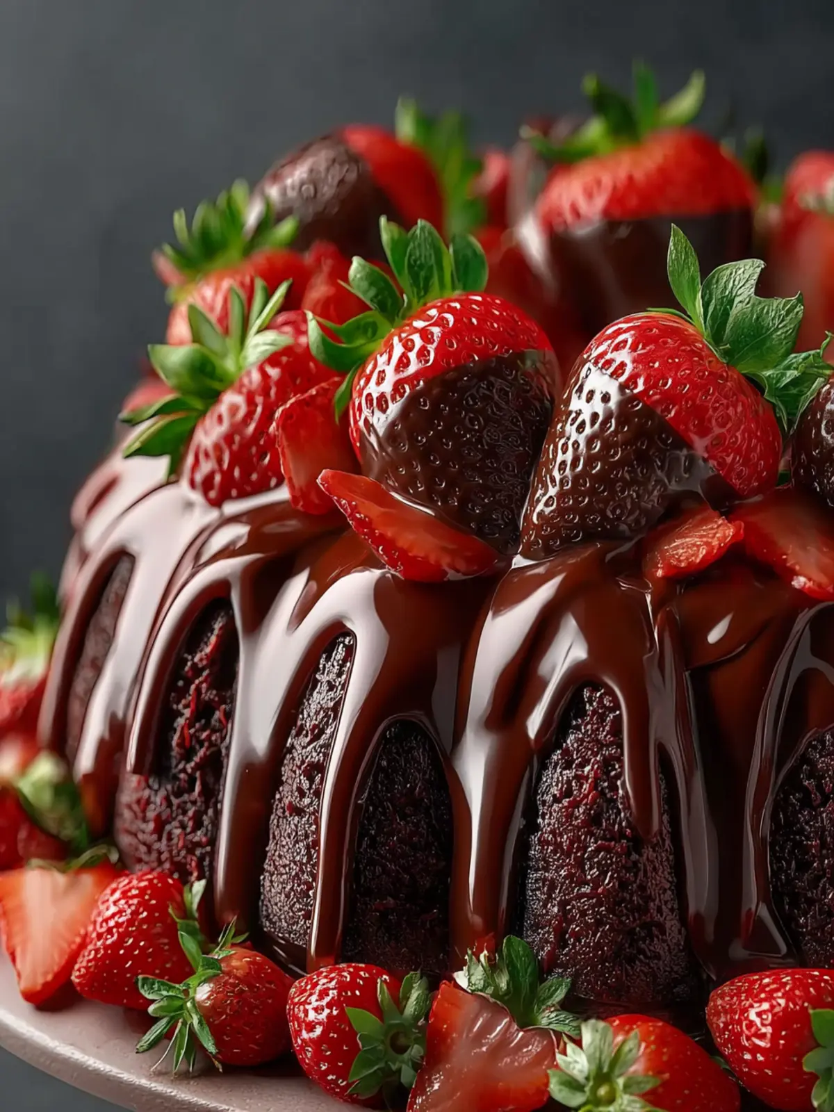 strawberry chocolate shell cake First Image